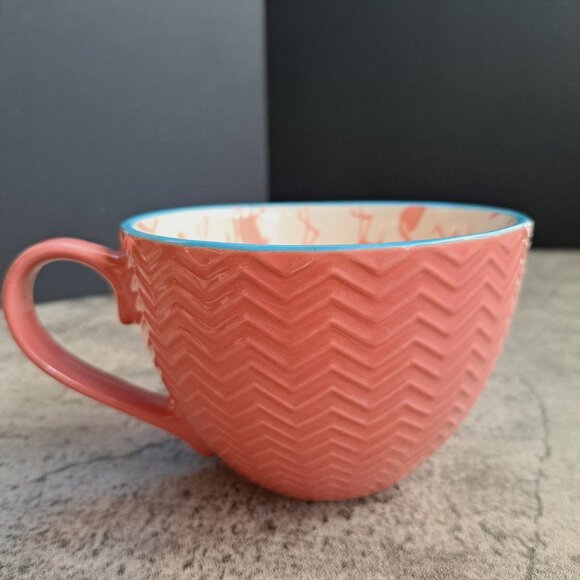 Pfaltzgraff Pink Flamingo Print Chevron Pattern Mug Coffee Cup Wide Mouth 12
OZ - Picture 3 of 7
